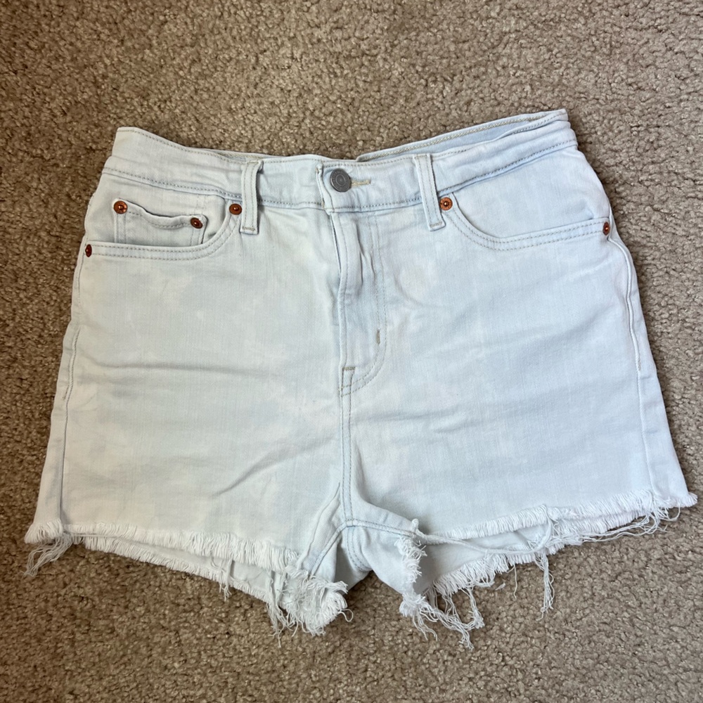 Light Blue Levi's High Waist White Denim Shorts